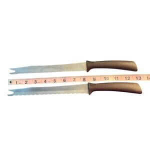Vintage QUIKUT Stainless Serrated Carving Knives Lot‎ of 2 Made USA